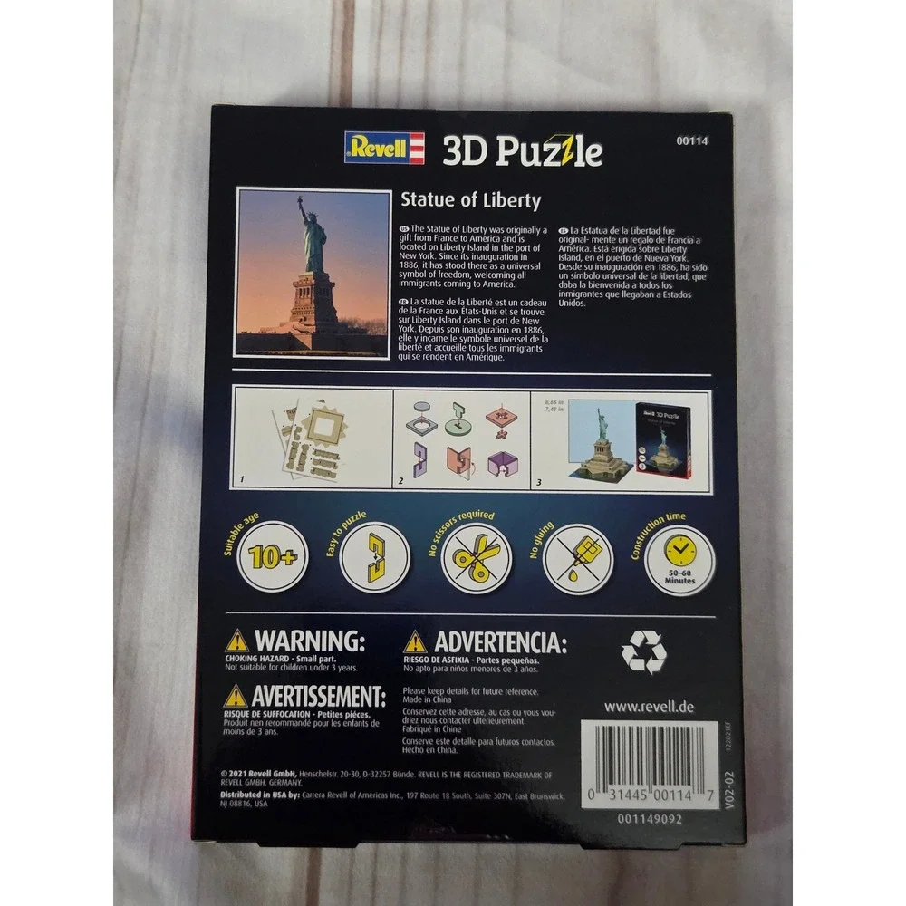 Revell 3D Puzzle Statue of Liberty 31 Pieces Architecture Model 00114